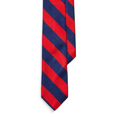 Polo Ralph Lauren Kids' Striped Silk Repp Narrow Tie In Navy Red