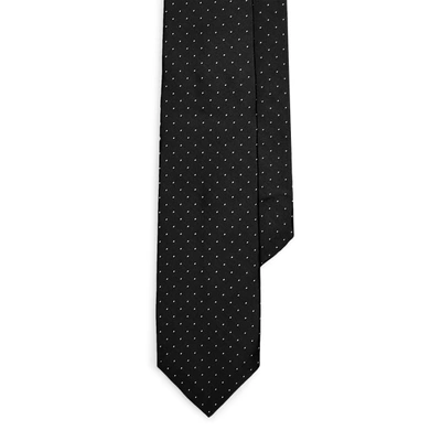 Polo Ralph Lauren Pin Dot Peau De Soie Tie In Black