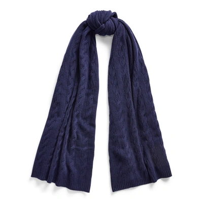 Polo Ralph Lauren Cable-knit Cashmere Scarf In Lux Navy