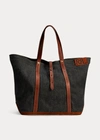 Double Rl Leather-trim Denim Tote In Indigo