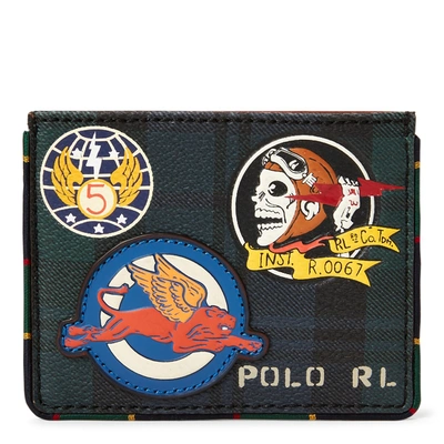 Ralph Lauren Patch-tartan Card Case In Navy/green Multi