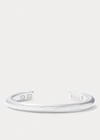 Double Rl Hammered Sterling Silver Cuff In Silver