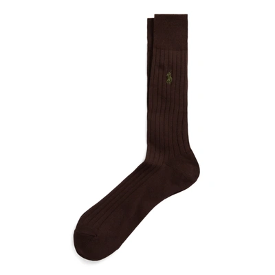 Polo Ralph Lauren Egyptian Cotton Dress Socks In Dark Brown
