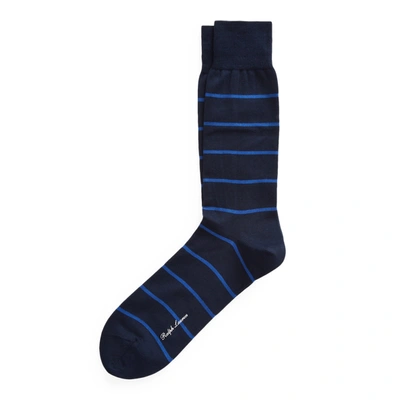 Ralph Lauren Striped Dress Socks In Blue