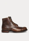 Double Rl Livingstone Leather Boot In Tan