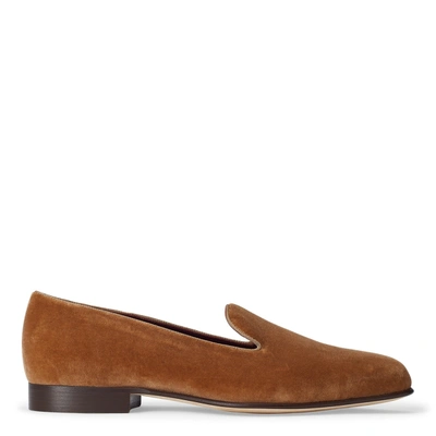 Ralph Lauren Alonzo Velvet Slipper In Dark Tan