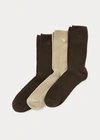 Ralph Lauren Stretch Trouser Sock 3-pack In Dark Brown
