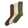 Polo Ralph Lauren Crew Sock 3-pack In Olive Assorted