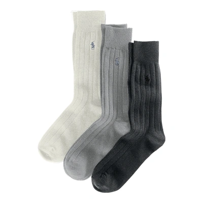 Polo Ralph Lauren Combed Cotton Rib Sock 3-pack In Charcoal