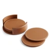 Polo Ralph Lauren Wyatt Leather Coaster Set In Silver/saddle