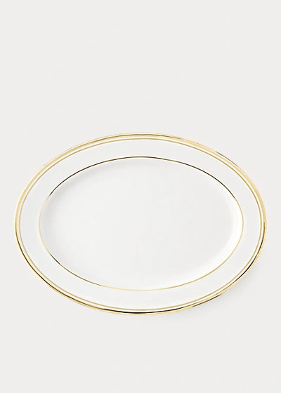 Ralph Lauren Wilshire Oval Platter In Gold/white