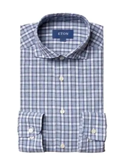 Eton Contemporary-fit Plaid Sport Shirt In Blue