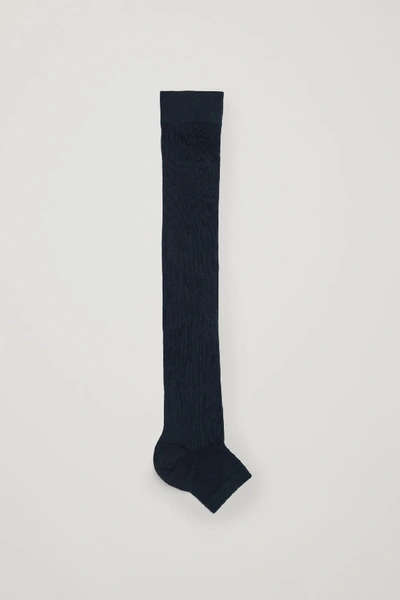 Cos Cotton Knee-high Socks In Blue