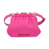 BALENCIAGA CLOUD CROCO EFFECT COIN PURSE WITH CHAIN,618915-1IZO3-5514/FUCHSIA