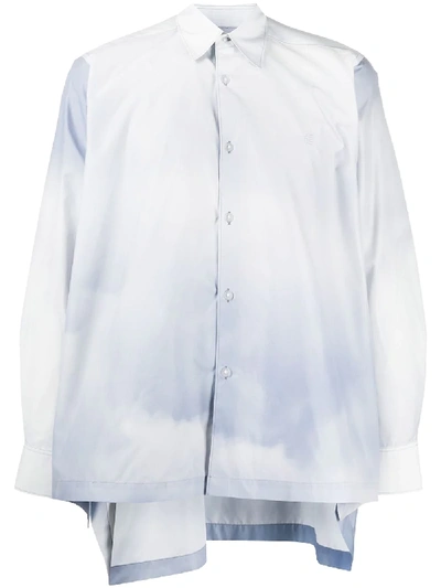 Fumito Ganryu Long-sleeved Cloud-print Shirt In Blue