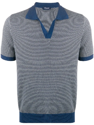 Drumohr Speckle Print Polo Shirt In Blue