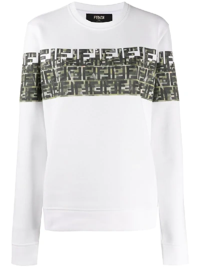 Fendi Ff Motif Print Sweatshirt In White