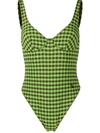 Fendi Checked Swimsuit In Green