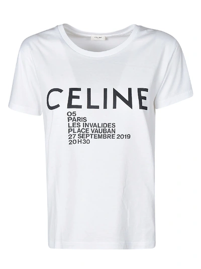 Celine Logo T-shirt In Off White/black