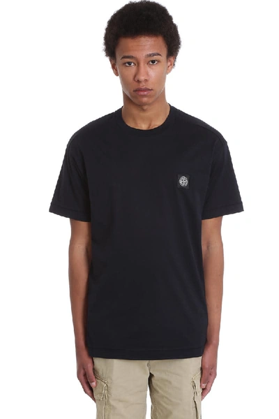 Stone Island 24113 Patch Logo Tee Blue In Black