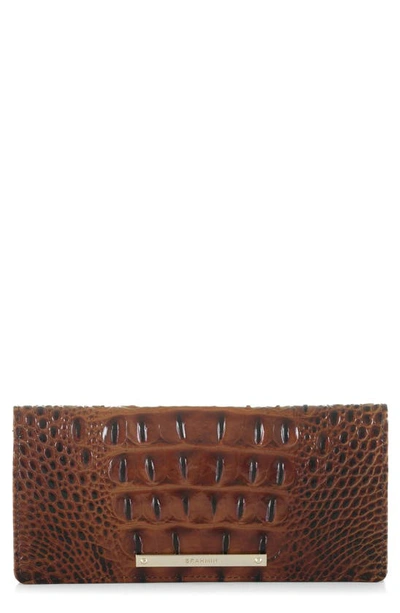 Brahmin 'ady' Croc Embossed Continental Wallet In Pecan Melbourne/gold