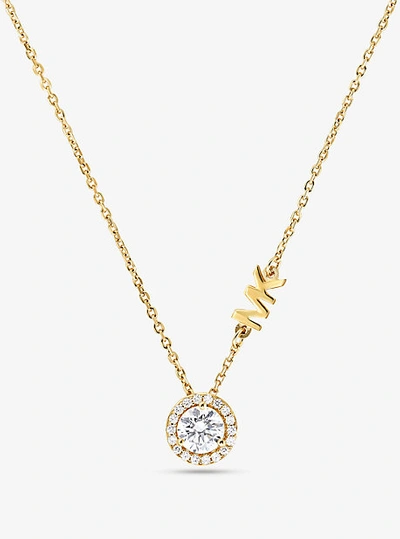 Michael Kors Precious Metal-plated Sterling Silver Pavé Halo Necklace In Gold