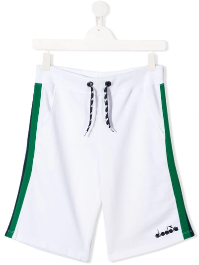 Diadora Junior Kids' Logo-print Jersey Shorts In White