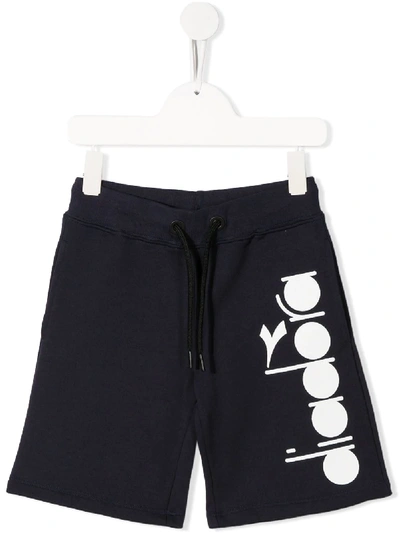 Diadora Junior Kids' Logo-print Jersey Shorts In Blue