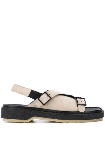 Adieu Suede Slingback Sandals In Grey