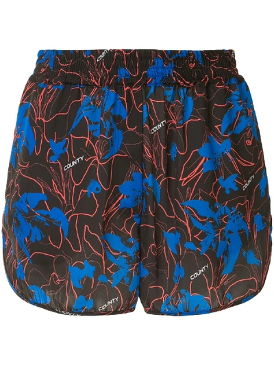 Marcelo Burlon County Of Milan Abstract Floral-print Shorts In Multicolour