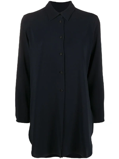 Alberto Biani Longline Classic Collar Shirt In Blue