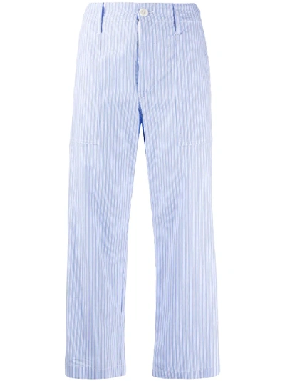 Jejia Cropped Striped Trousers In Blue