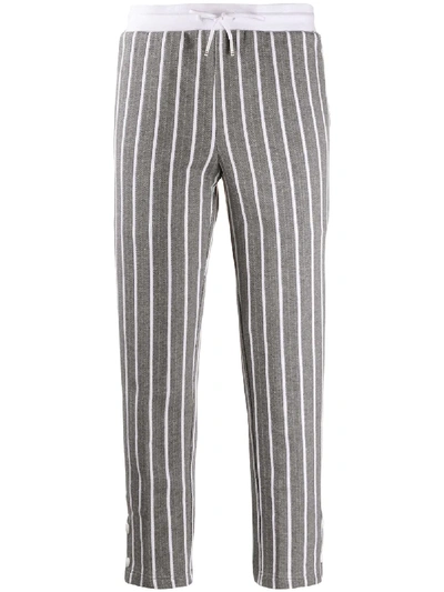 Thom Browne Stripped Cropped Track Trousers In 灰色