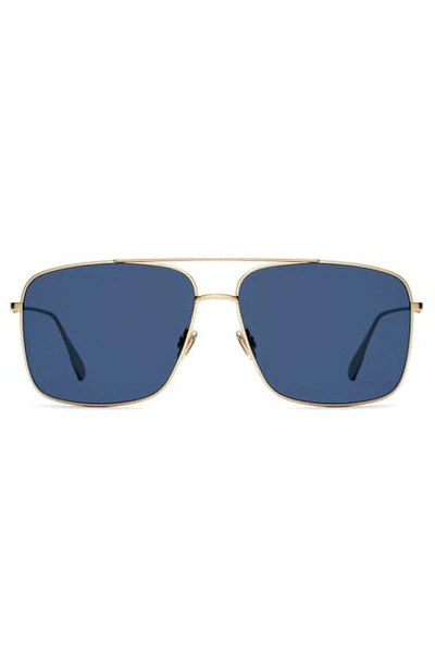 Dior Stello3s 57mm Square Aviator Sunglasses In Gold/ Blue