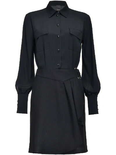 Pinko Belted Shirt Dress In Black