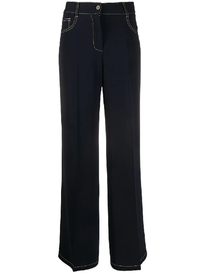 Alberto Biani High-rise Wide-leg Trousers In Blue