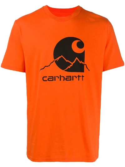 Carhartt Logo-print Crew Neck T-shirt In Orange
