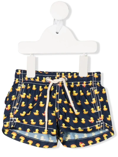 Mc2 Saint Barth Babies' Duck-print Swim Shorts In Blue