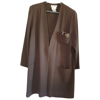 Pre-owned Saint Laurent Wool Cardi Coat In Brown