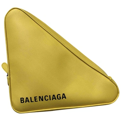 Pre-owned Balenciaga Triangle Leather Clutch Bag In Yellow