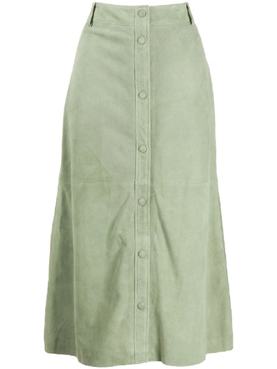 Arma Button Front Skirt In Green
