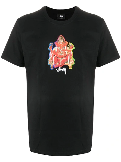 Stussy Elephant Print T-shirt In Black