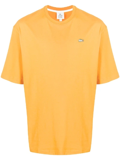 Lacoste Logo Patch Crew-neck T-shirt In Orange