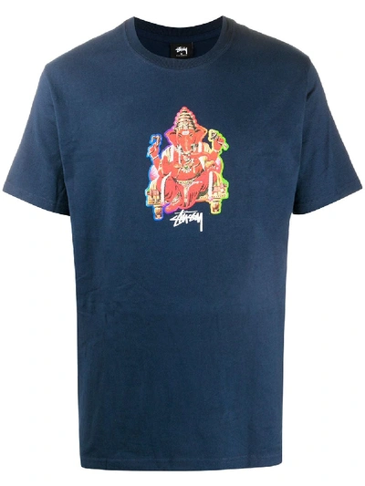 Stussy Elephant Print T-shirt In Blue
