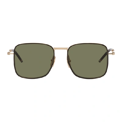 Thom Browne Black Square Sunglasses In Whtgold/bla