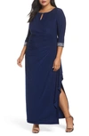ALEX EVENINGS EMBELLISHED FAUX WRAP GOWN,4351416