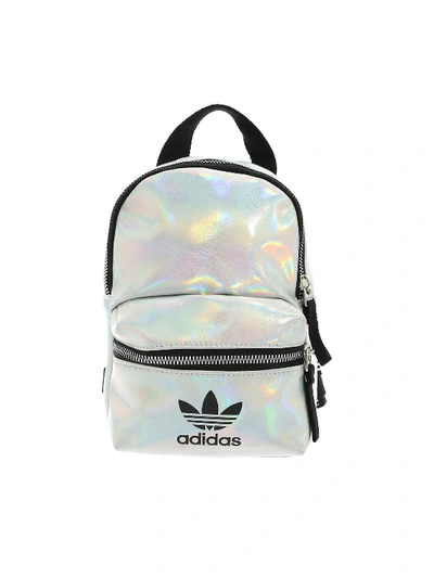 Adidas Originals Holographic Effect Backpack In Silver