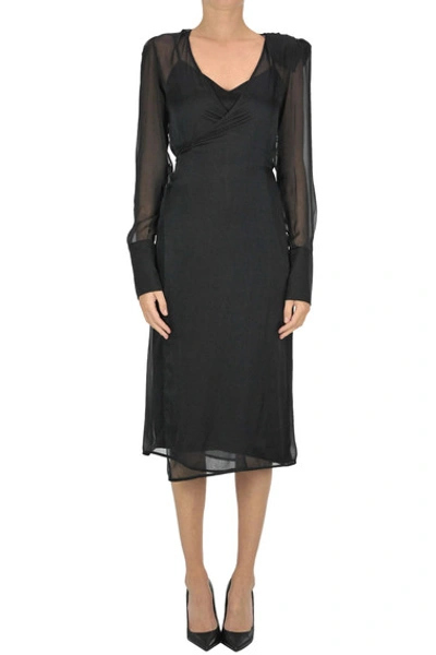 Federica Tosi Silk Wrap Dress In Black