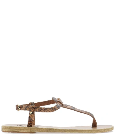 Ancient Greek Sandals "lito" Leather Sandal In Brown