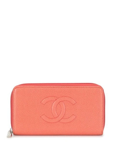Pre-owned Chanel Cc Logo钱包 In Pink